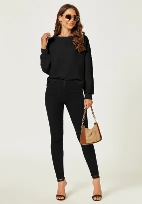 Textured Pattern Top In Black