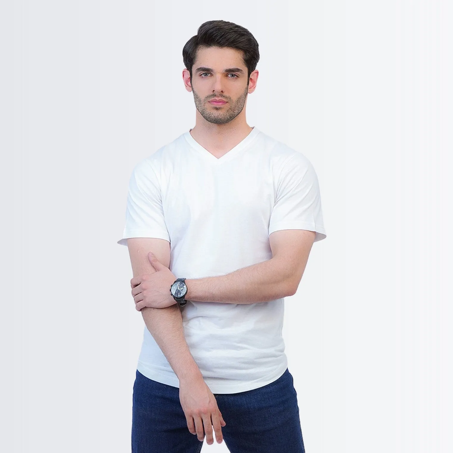 V Neck Tees White