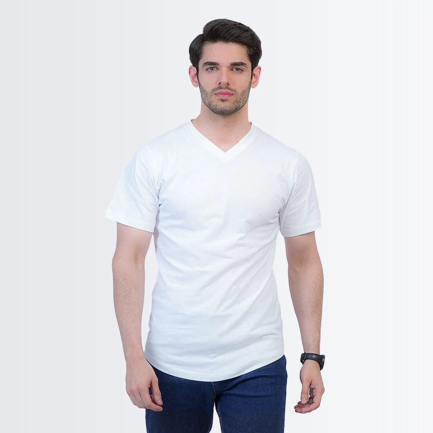 V Neck Tees White