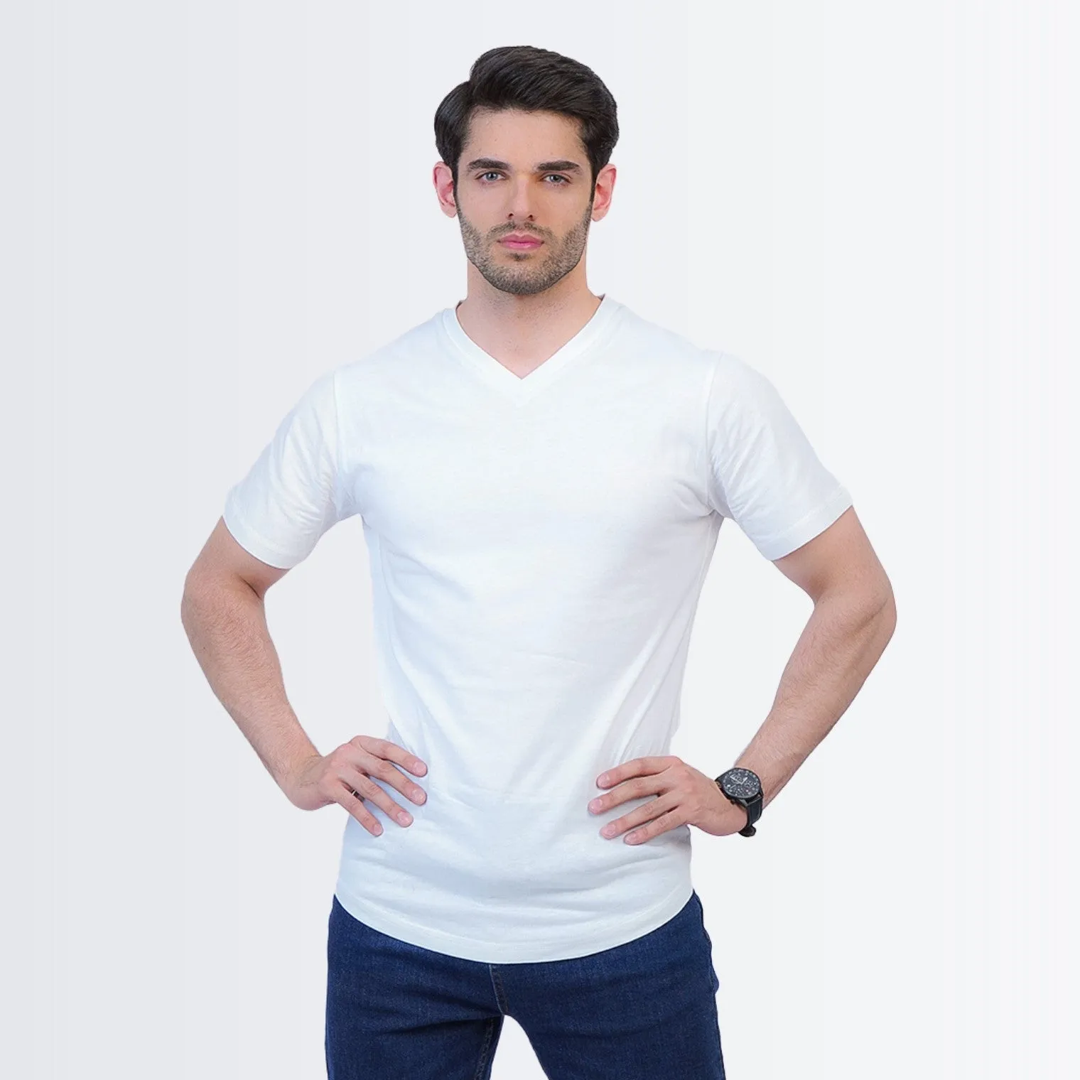 V Neck Tees White