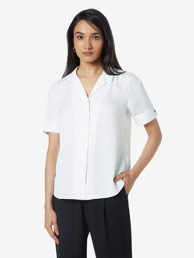 Wardrobe Off White Dotted Formal Shirt