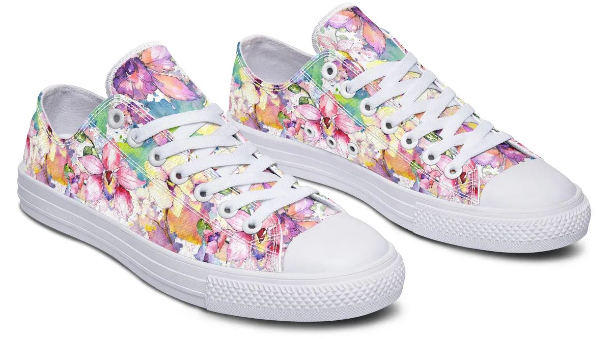 Watercolour Flowers Low Tops