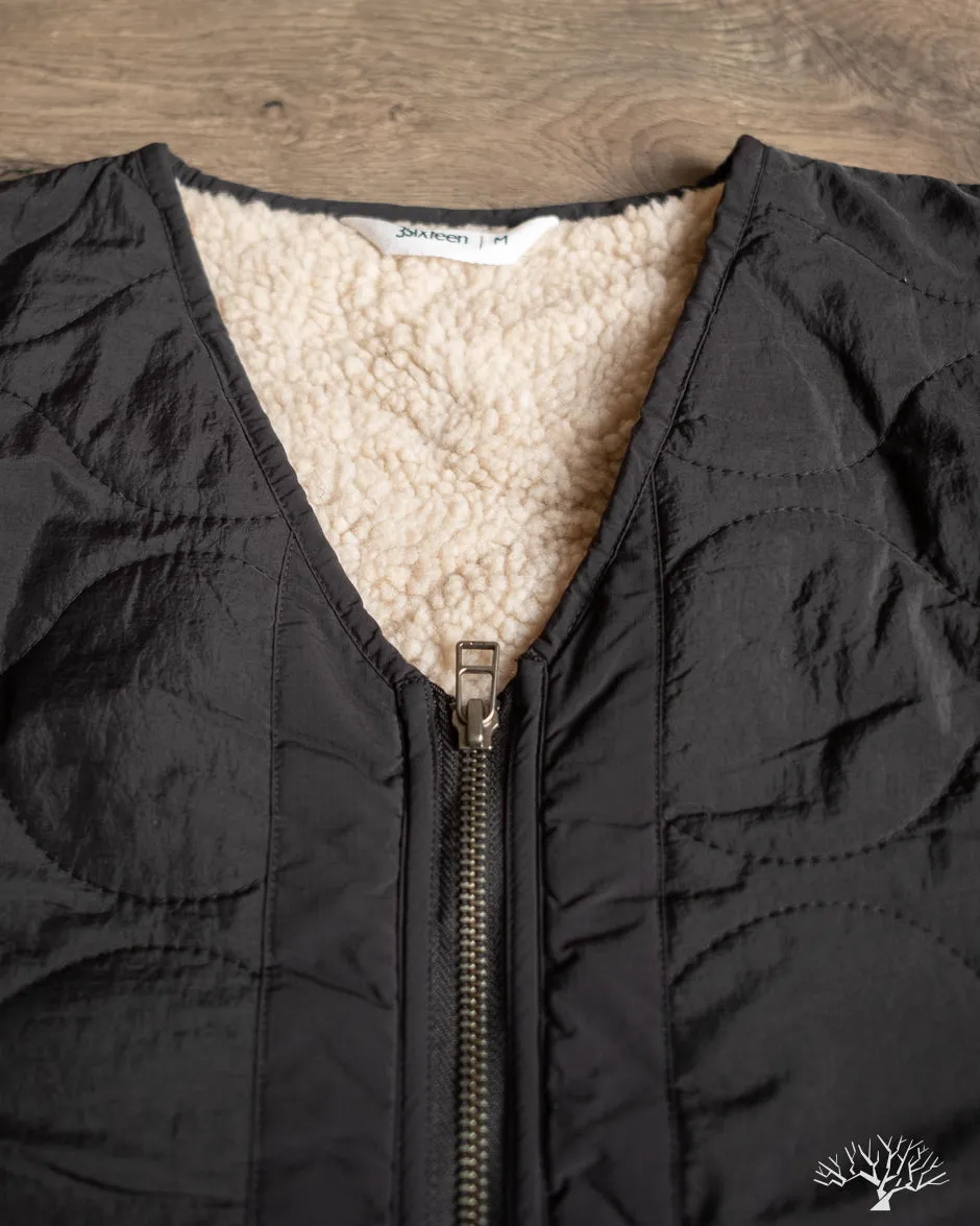 Zip Liner Jacket - Black Nylon Sherpa